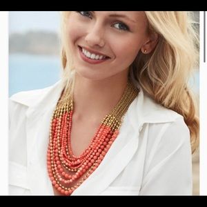 Stella & Dot Palomino Multi Strand Coral Necklace
